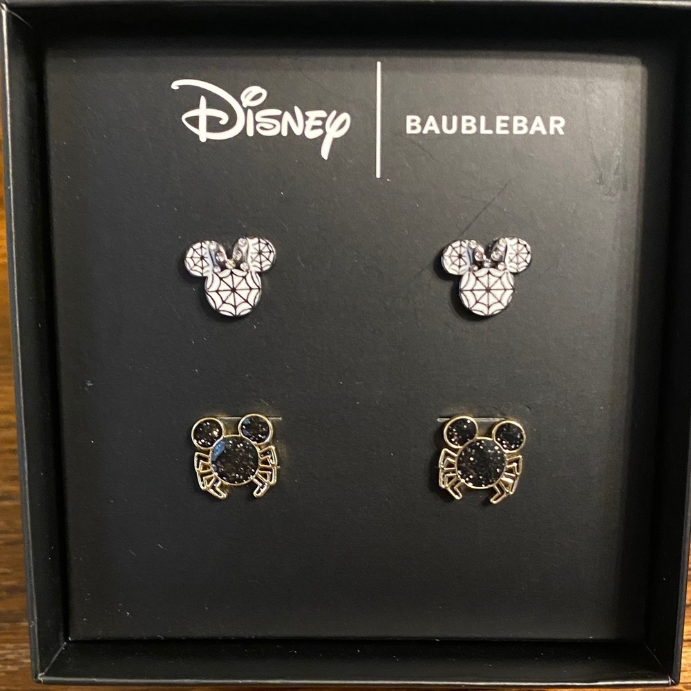Disney BaubleBar Mickey Minnie Spider Web Halloween Earring Set 4PC NIB - Picture 5 of 5